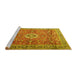 Sideview of Machine Washable Medallion Yellow Traditional Rug, wshtr1265yw