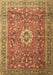 Machine Washable Medallion Brown Traditional Rug, wshtr1265brn