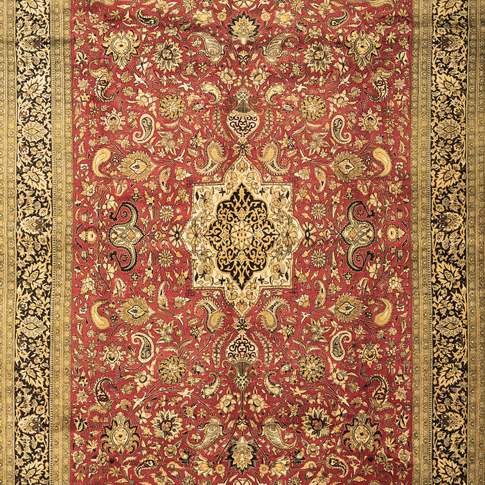 Machine Washable Medallion Brown Traditional Rug, wshtr1265brn