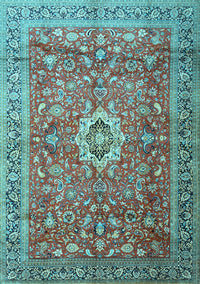 Medallion Light Blue Traditional Rug, tr1265lblu