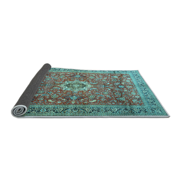 Sideview of Medallion Light Blue Traditional Rug, tr1265lblu
