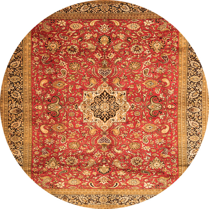 Square Medallion Orange Traditional Rug, tr1265org