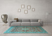 Machine Washable Medallion Light Blue Traditional Rug in a Living Room, wshtr1265lblu