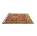 Sideview of Machine Washable Medallion Brown Traditional Rug, wshtr1265brn