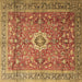 Square Medallion Brown Traditional Rug, tr1265brn