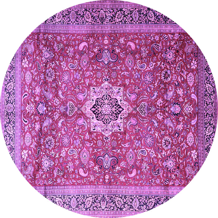 Round Medallion Purple Traditional Rug, tr1265pur