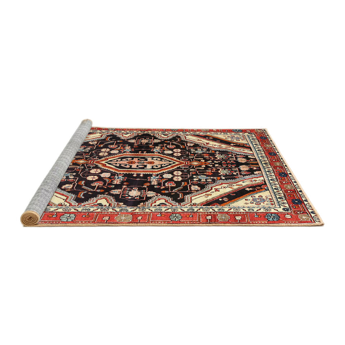 Sideview of Machine Washable Traditional Saffron Red Rug, wshtr1266
