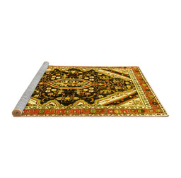 Sideview of Machine Washable Persian Yellow Traditional Rug, wshtr1266yw