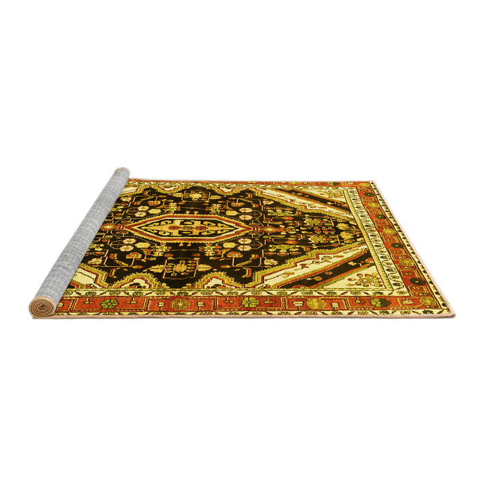 Sideview of Machine Washable Persian Yellow Traditional Rug, wshtr1266yw