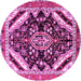 Round Persian Pink Traditional Rug, tr1266pnk