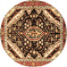 Round Persian Brown Traditional Rug, tr1266brn