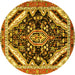 Round Persian Yellow Traditional Rug, tr1266yw