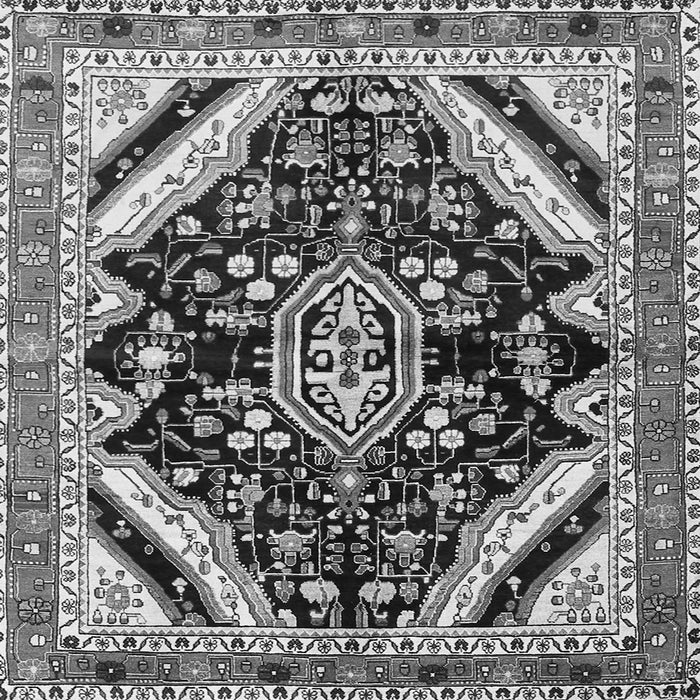 Round Machine Washable Persian Gray Traditional Rug, wshtr1266gry