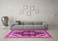 Machine Washable Persian Pink Traditional Rug, wshtr1266pnk