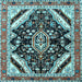 Square Machine Washable Persian Light Blue Traditional Rug, wshtr1266lblu