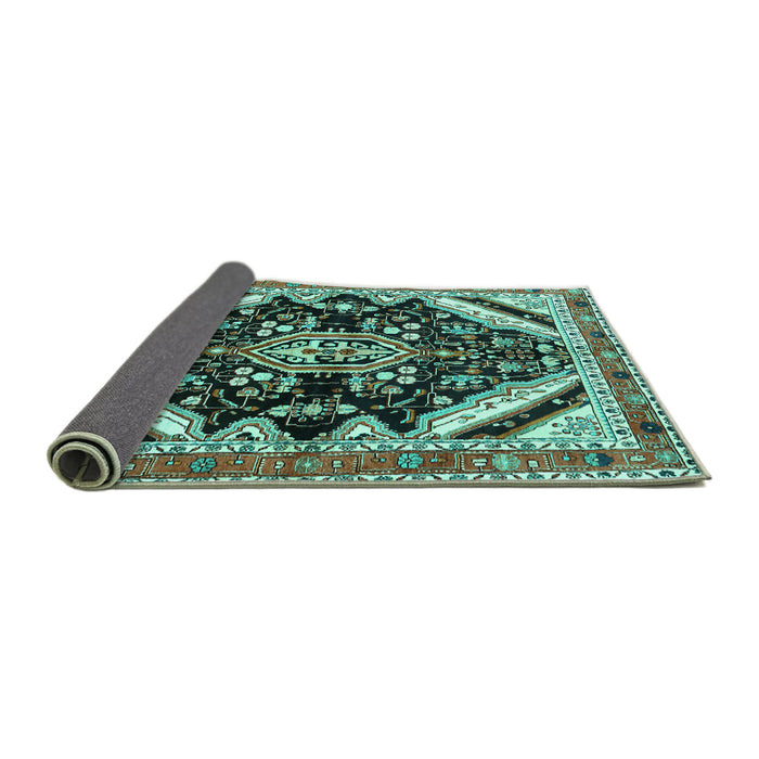 Sideview of Persian Turquoise Traditional Rug, tr1266turq