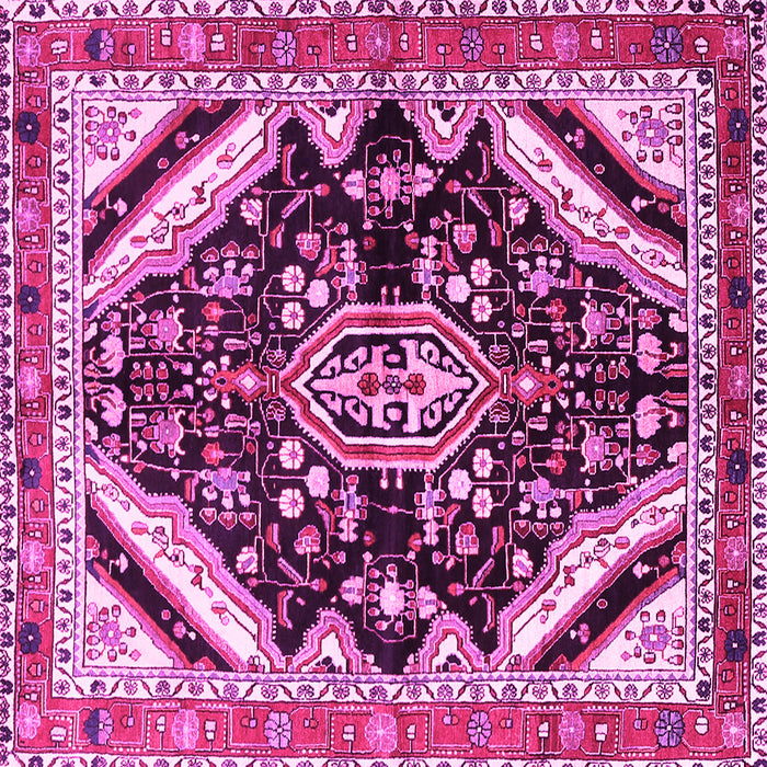 Square Machine Washable Persian Pink Traditional Rug, wshtr1266pnk