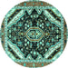 Round Persian Turquoise Traditional Rug, tr1266turq