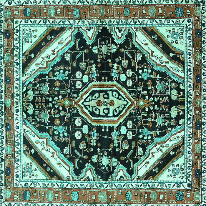 Square Machine Washable Persian Turquoise Traditional Area Rugs, wshtr1266turq