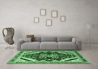 Machine Washable Persian Emerald Green Traditional Rug, wshtr1266emgrn