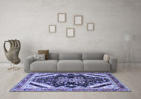 Machine Washable Persian Blue Traditional Rug, wshtr1266blu