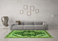 Machine Washable Persian Green Traditional Rug, wshtr1266grn