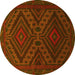 Round Persian Yellow Traditional Rug, tr1267yw