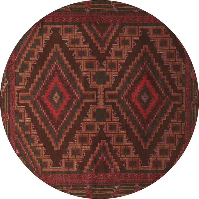 Round Persian Brown Traditional Rug, tr1267brn
