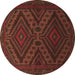 Round Persian Brown Traditional Rug, tr1267brn