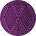 Round Machine Washable Persian Purple Traditional Area Rugs, wshtr1267pur