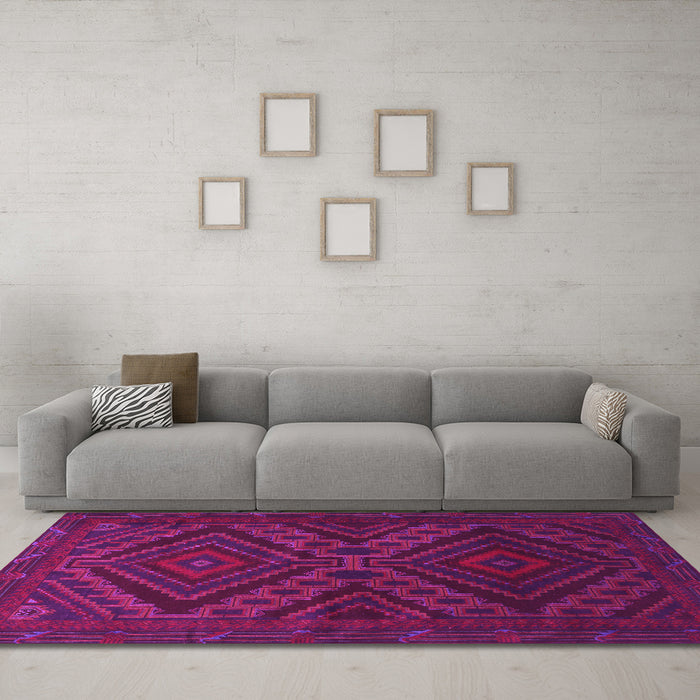 Machine Washable Persian Pink Traditional Rug in a Living Room, wshtr1267pnk