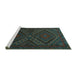 Sideview of Machine Washable Persian Turquoise Traditional Area Rugs, wshtr1267turq