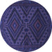 Round Machine Washable Persian Blue Traditional Rug, wshtr1267blu