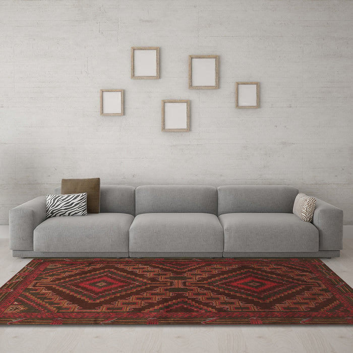 Machine Washable Persian Brown Traditional Rug in a Living Room,, wshtr1267brn