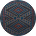 Round Persian Light Blue Traditional Rug, tr1267lblu