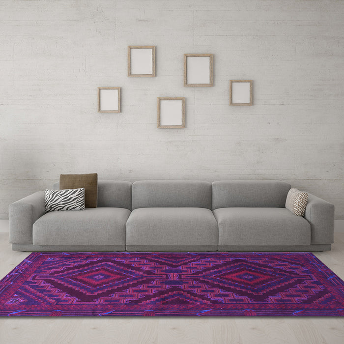 Machine Washable Persian Purple Traditional Area Rugs in a Living Room, wshtr1267pur