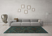 Machine Washable Persian Turquoise Traditional Area Rugs in a Living Room,, wshtr1267turq