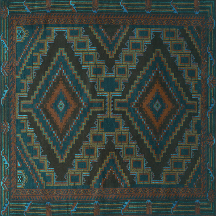 Square Persian Turquoise Traditional Rug, tr1267turq