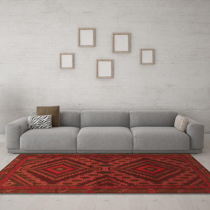 Machine Washable Persian Orange Traditional Area Rugs in a Living Room, wshtr1267org