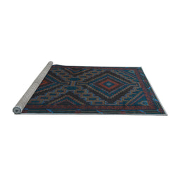 Sideview of Machine Washable Persian Light Blue Traditional Rug, wshtr1267lblu
