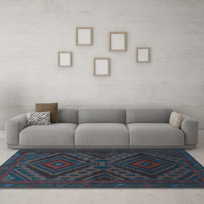 Machine Washable Persian Light Blue Traditional Rug in a Living Room, wshtr1267lblu