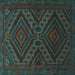 Square Machine Washable Persian Turquoise Traditional Area Rugs, wshtr1267turq