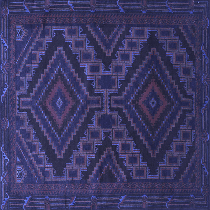 Square Machine Washable Persian Blue Traditional Rug, wshtr1267blu