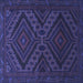 Square Machine Washable Persian Blue Traditional Rug, wshtr1267blu
