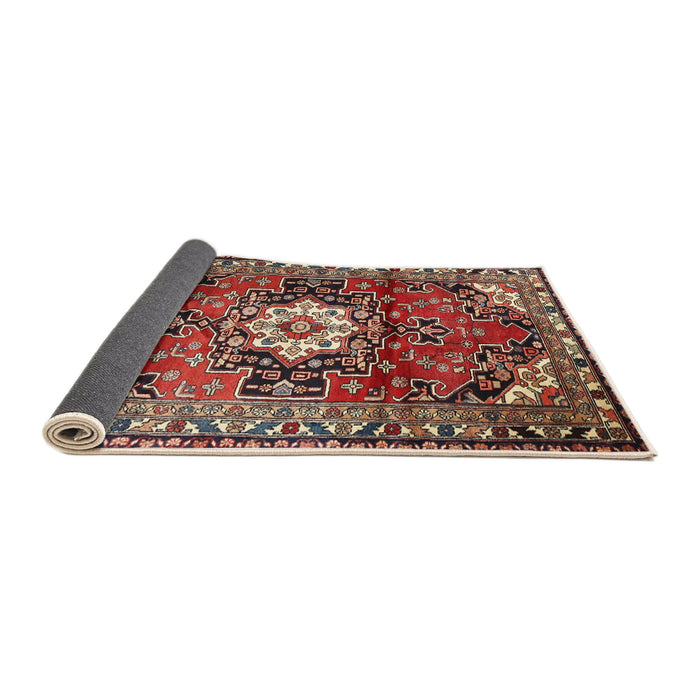 Sideview of Traditional Saffron Red Medallion Rug, tr1268