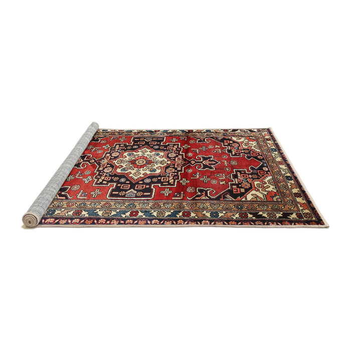 Sideview of Machine Washable Traditional Saffron Red Rug, wshtr1268