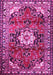 Machine Washable Medallion Pink Traditional Rug, wshtr1268pnk