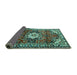 Sideview of Medallion Turquoise Traditional Rug, tr1268turq