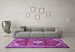 Machine Washable Medallion Purple Traditional Area Rugs in a Living Room, wshtr1268pur