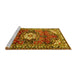 Sideview of Machine Washable Medallion Yellow Traditional Rug, wshtr1268yw